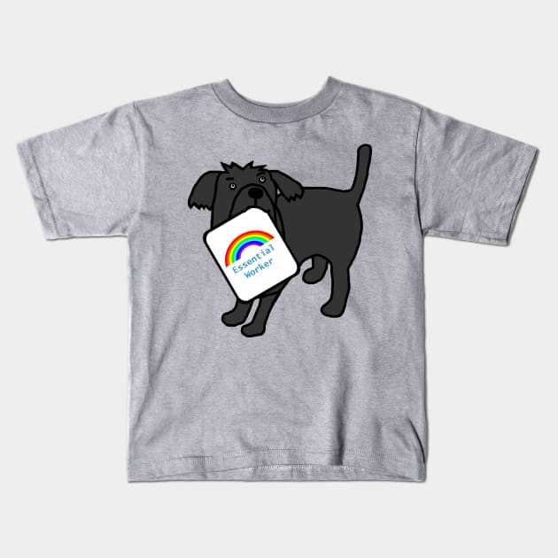 Dog with Essential Worker Rainbow Sign Kids T-Shirt by ellenhenryart